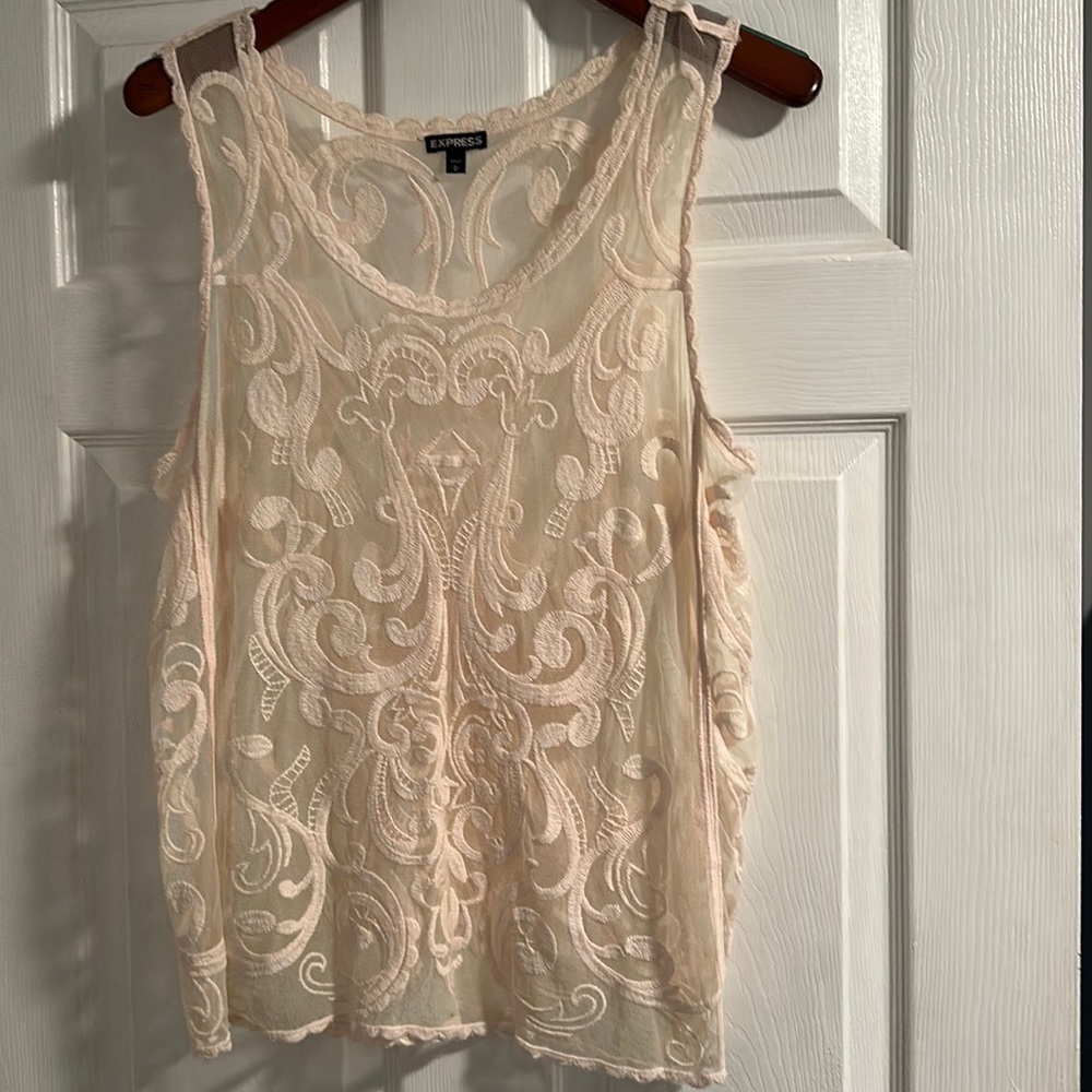 Express baby pink see through top